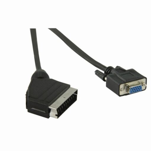2m Scart to VGA cable/lead (Scart Male to VGA Female) Black