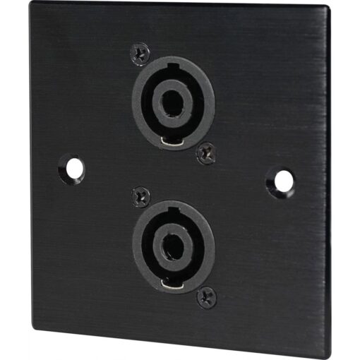 Black Wall Face Plate Electrical AV Slim Series 2 x Four Pole Speaker Socket Wall Plate Metal