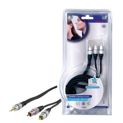 HQ Stereo Audio Cable 3.5 mm Male - 2x RCA Male 2.50 m Dark Grey