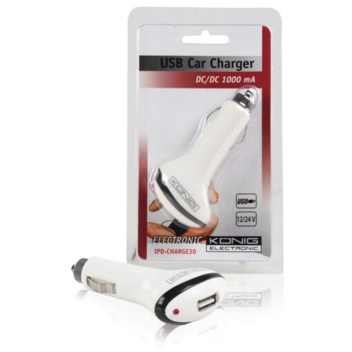Konig Car Charger 1-Output 1.0 A USB White