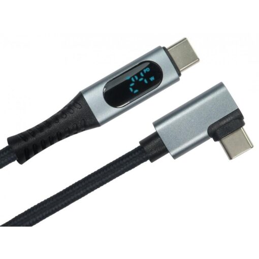 1m USB4 Type C USB-C 40Gbps Certified EPR Cable - Angled Connector - Digital Power Display