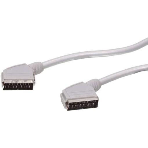 0.7m 70cm Short Scart TV Cable. 21 Pin, Screened High Quality - Silver