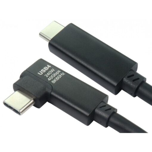 2m USB4 Type C USB-C 40Gbps Certified EPR Cable - Angled Connector - Active Extended