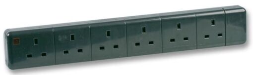 6 Gang Rewireable Mains Power Extension Socket NO CABLE 13A 240V Black