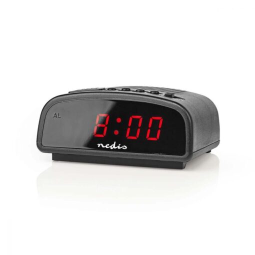 Retro Digital Alarm Clock, with Large Red LED Numbers, Snooze Function, Mains Powered, for Bedside Table Desk