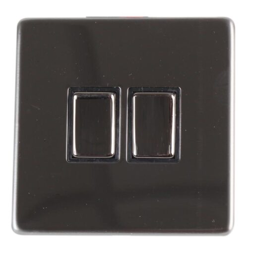 Screwless Light Switch Wall Plate, 2 Gang, 2 Way, 10AX 250V, Black Nickel
