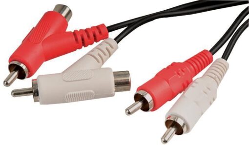 1m 2x Phono (RCA) Male to 2x (Stackable) Phono Male Lead - Black