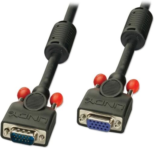 LINDY 2m Premium SVGA Monitor Extension Cable with Filters Black