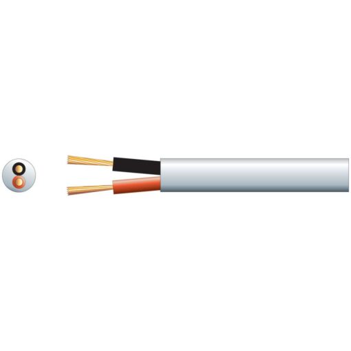 100m White 100V Heavy Duty Insulated Line Speaker Cable 2 x 1.15m 7.8mm 15A