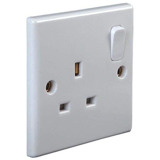 1 Gang 13A Single Pole Plug Electric Wall Socket Switched with Rounded Edge