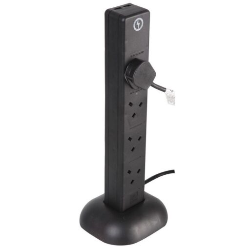 8 Gang Way 5m Metre 13A Mains Towr Surge Protected Power Extension Socket Lead Cable Black