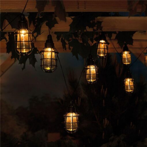 Outdoor Solar Rustic Wire 10 Cage String Lights 3.8m - Image 2