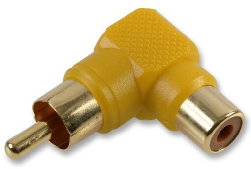 Ex-Pro RCA Male to Female Phono Adaptor, 90 Degree, Gold, Yellow