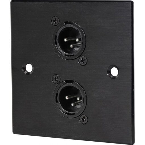 Black Wall Face Plate Electrical AV Slim Series 2 x Male XLR Wall Plate Metal