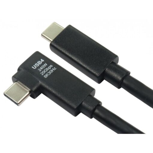 1m USB4 Type C USB-C 20Gbps Certified EPR Cable - Right Angled Connector