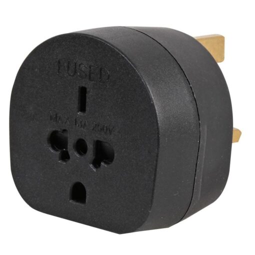 ALL Countries to UK 3 Pin Plug Adaptor Euro EU Travel Mains Adapter UK Visitor - Black