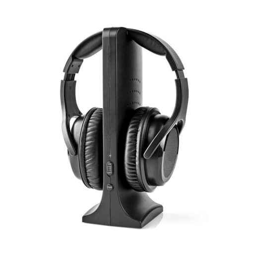 Ex-Pro Wireless TV Headphones, 2.4GHz UHF/RF Digital Rechargeable Over-Ear Earphones, 100m Distance Transmitter Charging Dock, Bla...