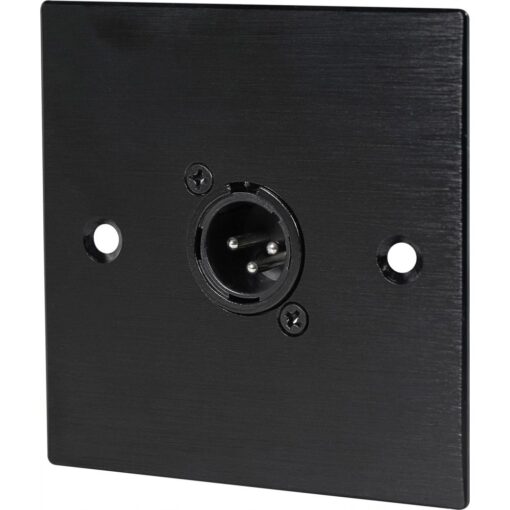 Black Wall Face Plate Electrical AV Slim Series 1 x Male XLR Wall Plate Metal