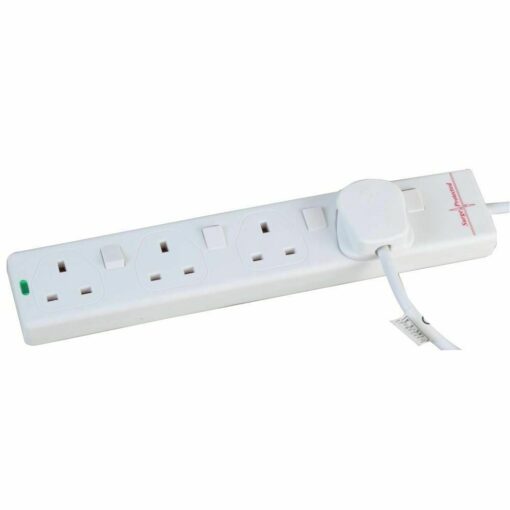 2m 4 Way Individually Switched Surge Protected Extension Lead, White