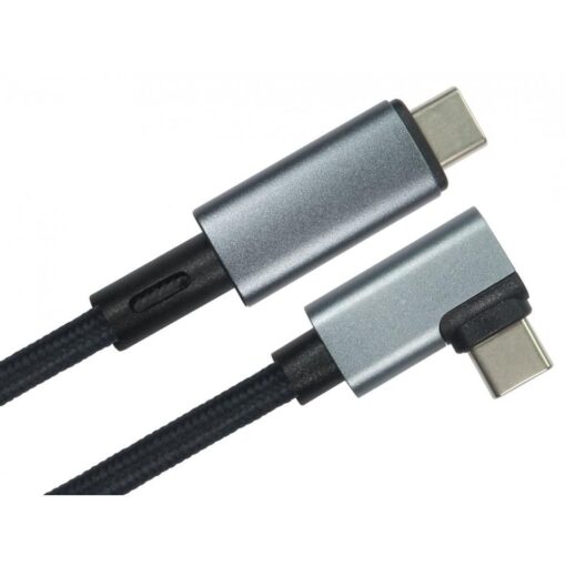 1m USB4 Type C USB-C 40Gbps Certified EPR Cable - Right Angled Connector - Braided Metal Connector