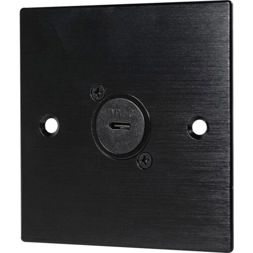 Black Wall Face Plate Electrical AV Slim Series 1 x USB C Socket Feedthrough Wall Plate Metal