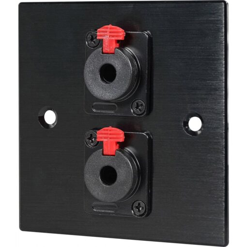 Black Wall Face Plate Electrical AV Slim Series 2 x 6.3mm Jack Socket Wall Plate Metal