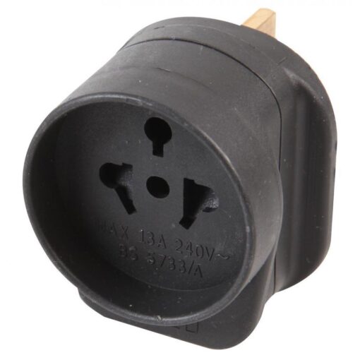 World  to UK 3-Pin Mains Travel Visitor Adapter Converter Power Plug - Black