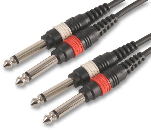 6m Twin Mono 1/4 Inch Jack to Jack 6.35 Cable 6.35mm 2 x Mono Plug Lead