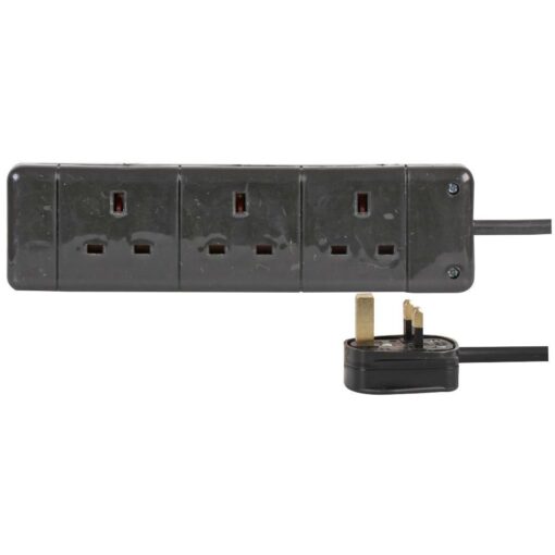 Ex-Pro 3 Gang Way 5m Metre 13A Mains Power Extension Socket Lead Cable Black…LB1806 - 3-Gang Extension, Black, 5m Lead