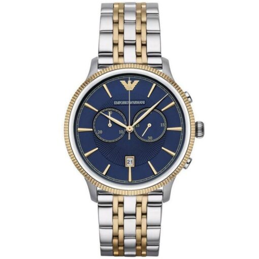 Emporio Armani AR1847 Men's Watch Chronograph Two Tone Blue