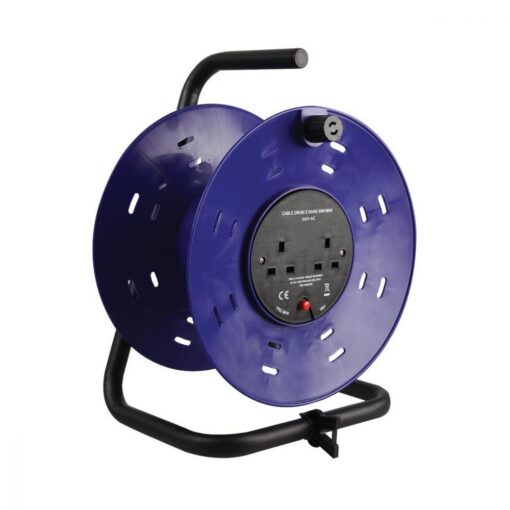 2 Gang Empty Cable Reel Drum, Freestanding Storage Stand Tidy, for up to 50m Lead