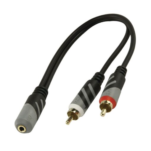 Quality RCA Audio Y Splitter Cable 3.5mm Female Socket to 2 x Male Phono Jack