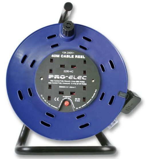 Heavy Duty 40m 4 Way Gang Socket Extension Cable Reel Electrical Plug Lead with Carry Handle