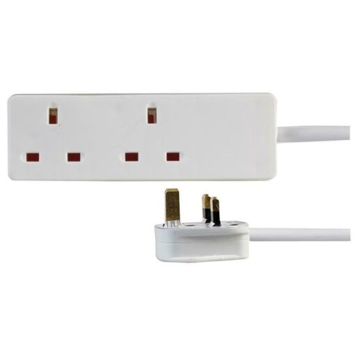 2 Gang Mains Extension Lead 13A, 5m, White