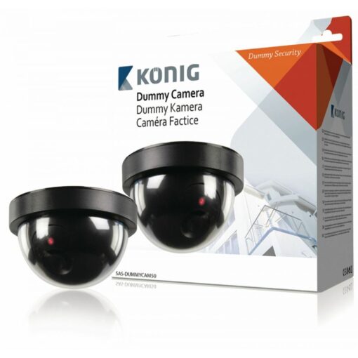 König Dummy Indoor Dome Camera CCTV Security Flashing LED Light - Black