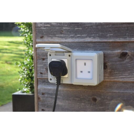 Weatherproof 2 Gang Outdoor IP55 Double Twin Socket Unswitched Garden Outside