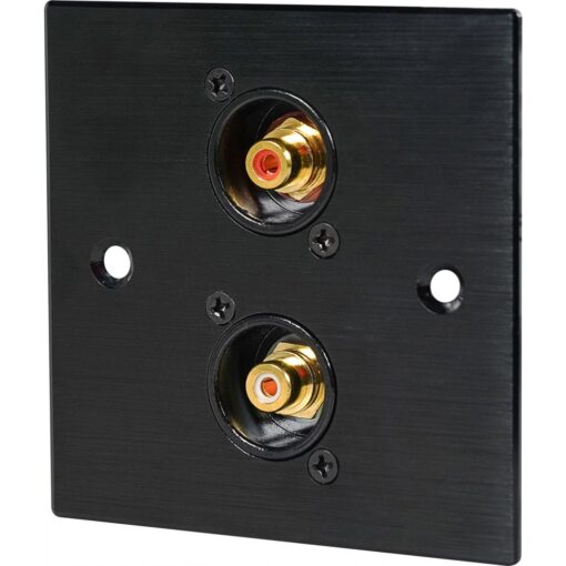 Black Wall Face Plate Electrical AV Slim Series 2 x Phono Socket Wall Plate Metal