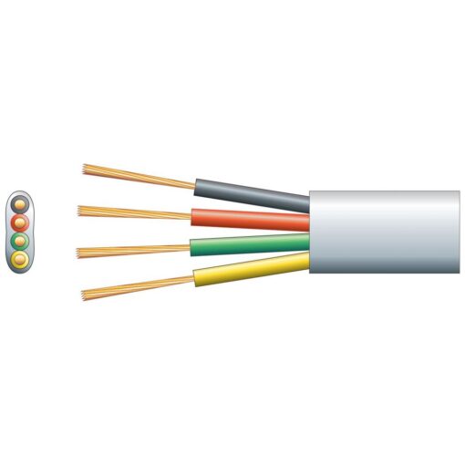 100m White 4 core Flat Telephone / Data Cable 2.5mm x 5mm Pure Copper
