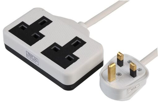 Ex-Pro 2 Gang Way 15m Metre 13A Mains Power Garden/Outdoors Extension Socket Lead Cable White