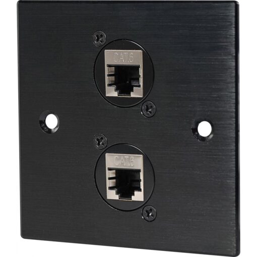 Black Wall Face Plate Electrical AV Slim Series 2 x Cat 6 Socket Wall Plate Metal
