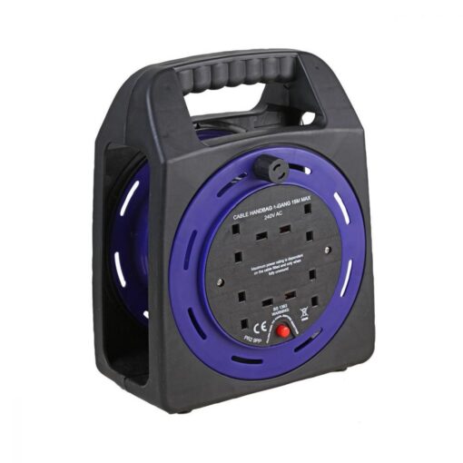 4 Gang Empty Cable Handbag Reel, Easy Carry Storage Stand Tidy, for up to 15m Lead