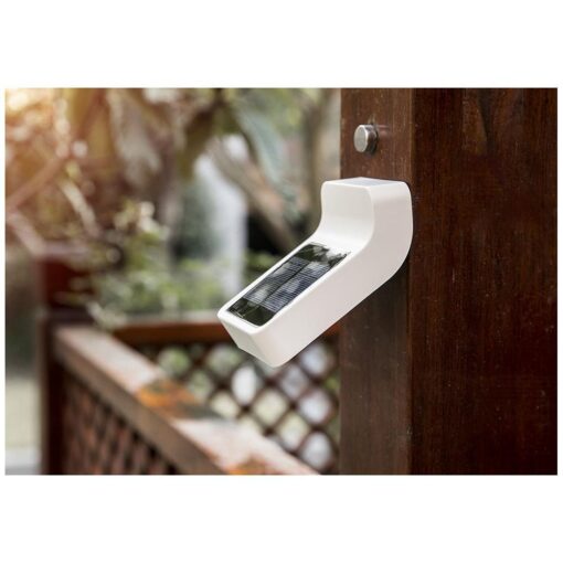 White Outdoor Solar LED Security Wall / Fence Light with PIR Sensor IP65
