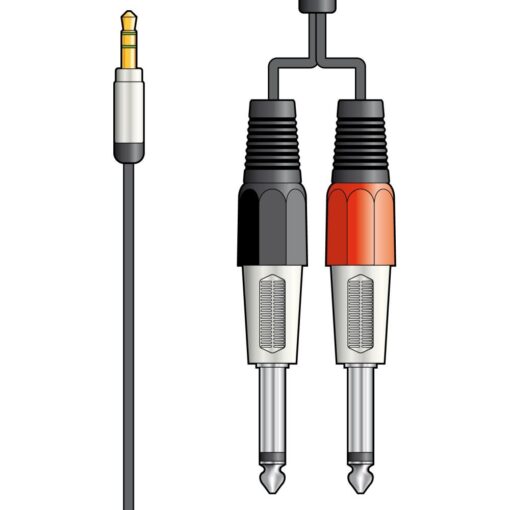 1.5m 3.5mm TRS Stereo to 2x 1/4 Jack 6.35mm x Mono Laptop to Mixer Amp Lead