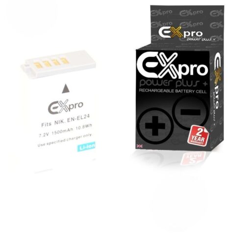 Ex-Pro® Nikon EN-EL24, ENEL24 - 1500mAh High Rated Power Plus+ Lithium Li-on Digital Camera Battery