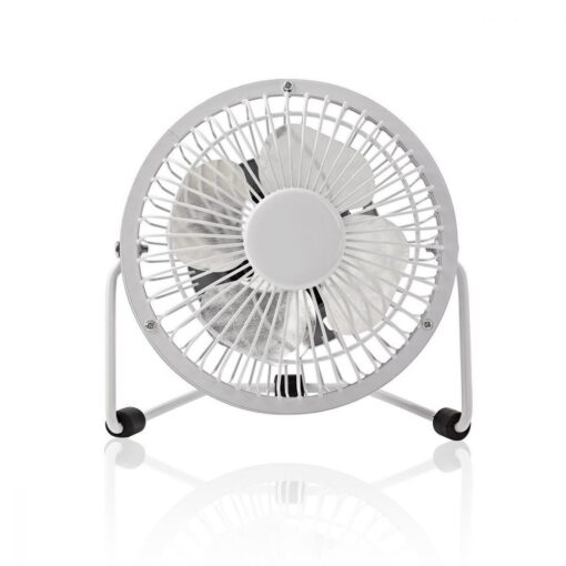 White USB Metal Desktop Fan 10cm / 4" - Mini Silent Cooling - White