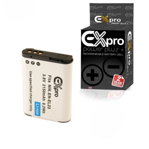 Ex-Pro® Nikon EN-EL23, ENEL23 - 2150mAh High Rated Power Plus+ Lithium Li-on Digital Camera Battery