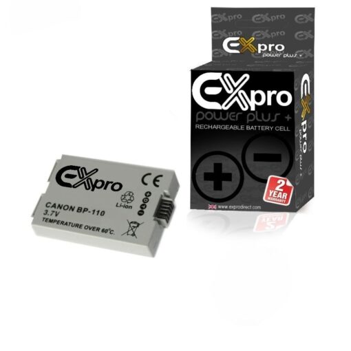 Ex-Pro® Canon BP-110 BP110 3.7v 1050mAh [EXACT] High Power Plus+ Li-Ion Rechargeable intelligent Battery