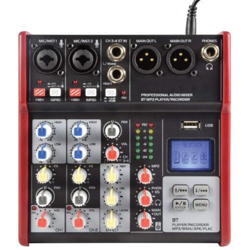 Citronic CSM-4 Compact Mixer With USB & Bluetooth 2 mono + 1 stereo