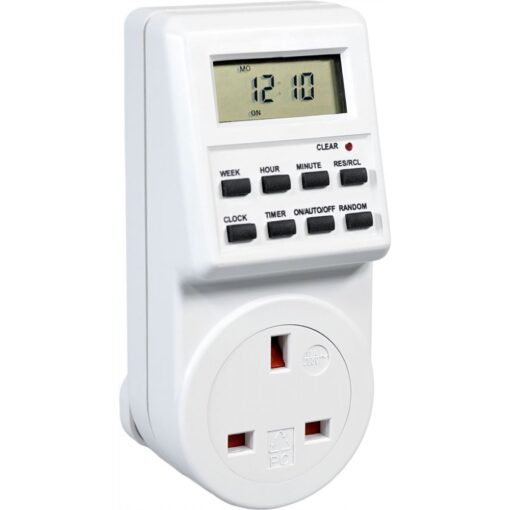 24 Hour 7 Day Energy Saving Plug In Programmable Digital Timer Switch with 10 Programmes 13A 230V