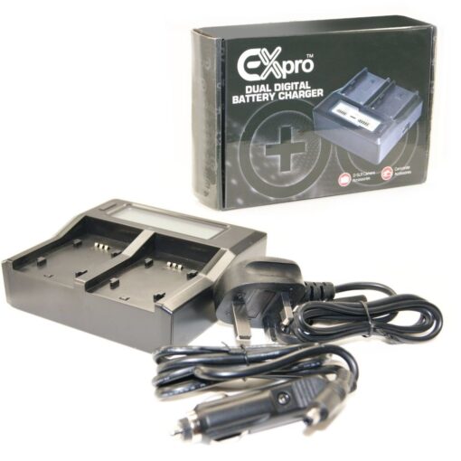 Ex-Pro® Sony BC-U1 Ultra Pro Charger LCD Dual Mains & Car Charger for Lithium Li-on Battery Sony BP-U30, BP-U60, BP-U90